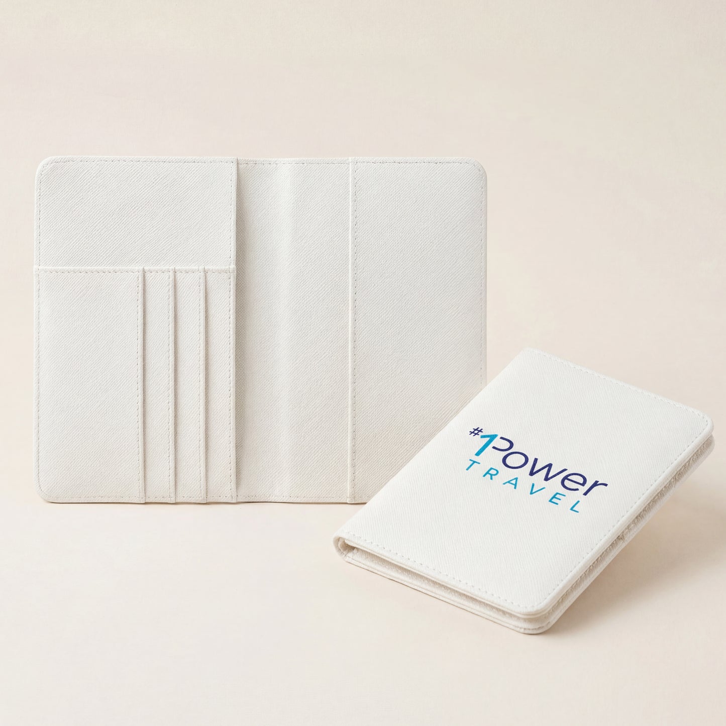 Custom printed passport holders made from vegan leather for small batch travel gifts